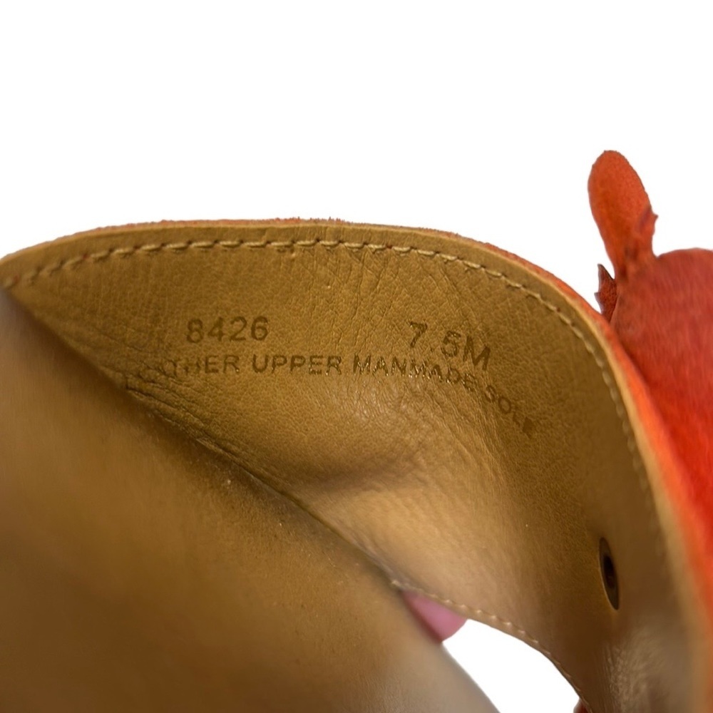 Mariella | Suede Leather 3D Floral Appliqué/Cutouts Persimmon‎ Orange Siz… - Picture 12 of 15